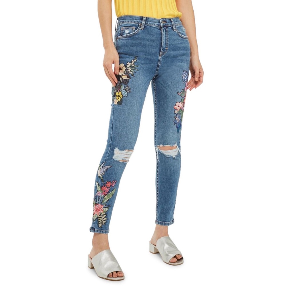 Topshop Jamie Embroidered Jeans
